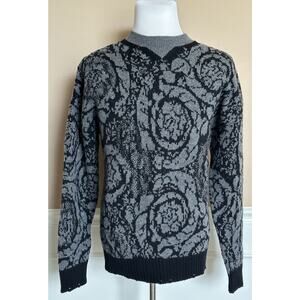 Versace Barocco Wool Knit Sweater Black 46 US (56 Euro) IT 1013400 NWT $1225